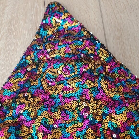 Rue 21 Womens One Shoulder Halter Top Size S Sequin Tank Club Disco Party RARE - Picture 10 of 11